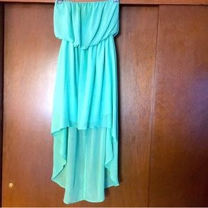 Adorable Hi-low Jade Green Poetry Strapless Lined Dress, Size S